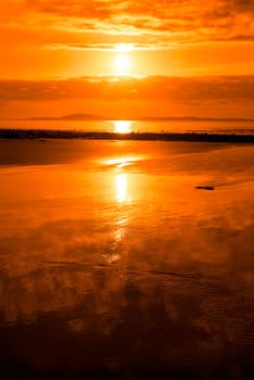 beal beach near ballybunion on the wild atlantic way ireland with a beautiful yellow sunset