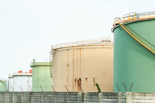 Industrial Storage Tanks. Oil tanks in line