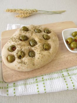 Focaccia with rosemary and olives