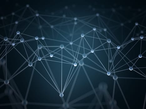 Abstract background with points and interlinked connections in a network concept.