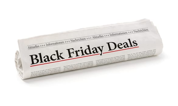 Newspaper roll headlined Black Friday Deals