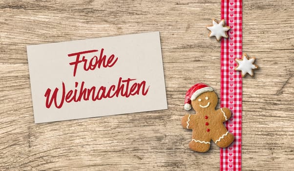 Gingerbread man with Christmas card