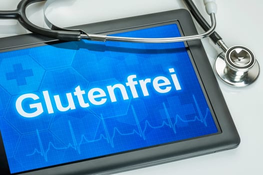Tablet with the text Gluten-free on the display