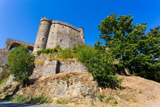 Fosdinovo, Toscana, IT- August 8. Bottom view of a castle Malaspina of Fosdinovo in a sunny day
