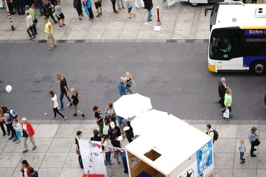 Mainz,Germany - September 11,2015: Groups of people and visitors walk or talk at the stands of the Science Days Mainz on September 11,2015 in Mainz.