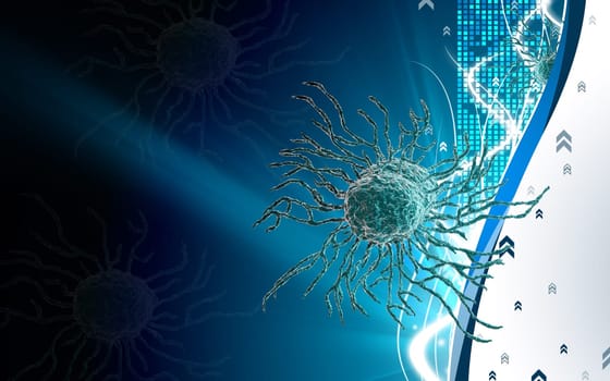 Digital illustration of stem cell in colour background