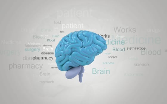Digital illustration of brain in colour background