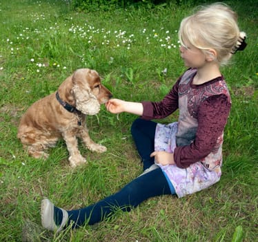Maedchen,Play,Dog