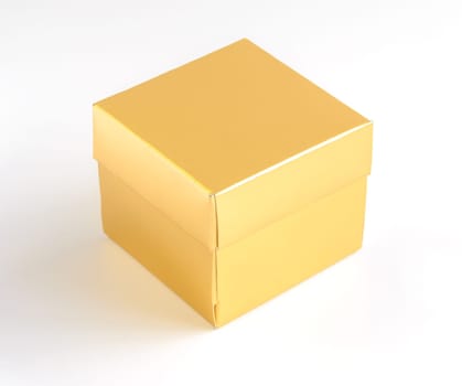 Golden gift box on white background