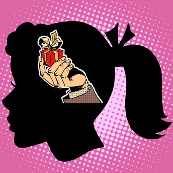Marriage wedding love romance offer hands and hearts pop art retro style. Girls thoughts