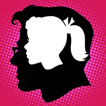 Love man woman couple romantic thoughts pop art retro style