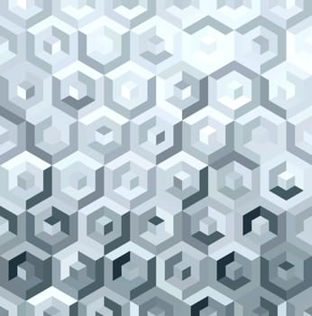 Metal silver isometric 3d cube shape seamless pattern in low poly style. Ideal for web background, print, or greeting card. EPS10 vector.