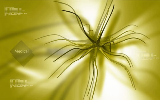 Digital illustration of neuron in colour background