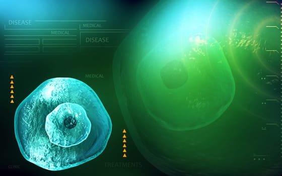 Digital illustration of ovum cell in colour background