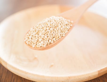 Raw organic white quinoa seeds, stock photo
