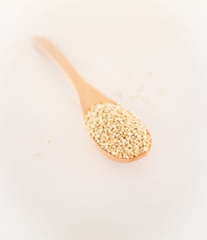 Raw organic white quinoa seeds, stock photo