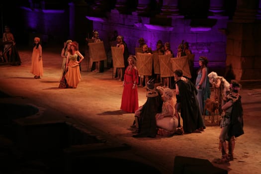 MERIDA, SPAIN - AUGUST 8 Merida Roman Theater Festival performance