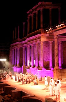 MERIDA, SPAIN - AUGUST 8 Merida Roman Theater Festival performance