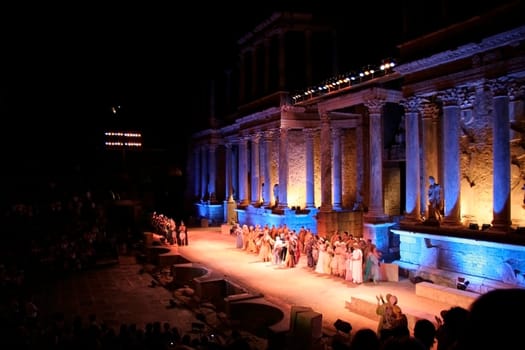MERIDA, SPAIN - AUGUST 8 Merida Roman Theater Festival performance