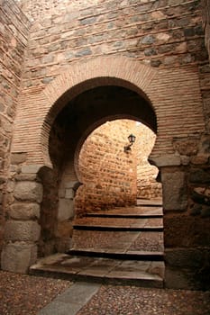Horseshoe arch inside Toledo old town, Spain