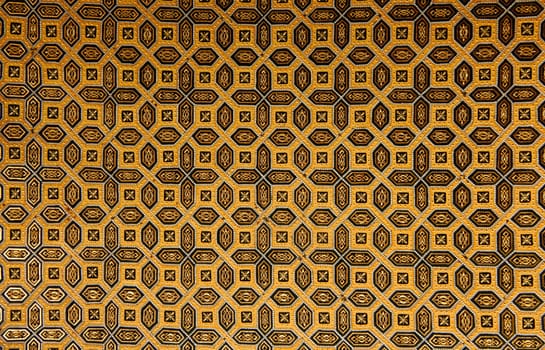 Detail of damascening plate. Traditional handicraft with metal in Toledo, Spain