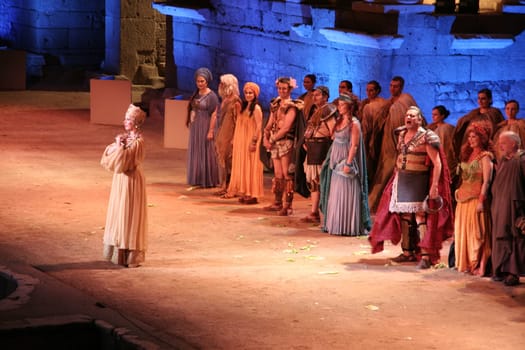 MERIDA, SPAIN - AUGUST 8 Merida Roman Theater Festival performance