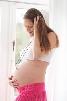 Young new mother is waiting for her child