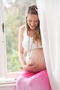 Young new mother is waiting for her child
