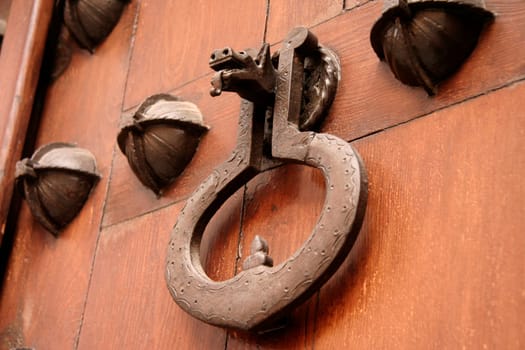 Retro old door handle antique style, Toledo, Spain
