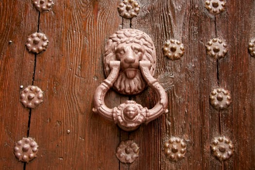 Retro old door handle antique style, Toledo, Spain