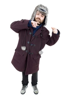 young casual silly man full body isolated on white