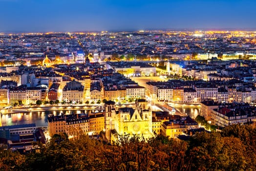 View of Lyon city from Fourviere, France
