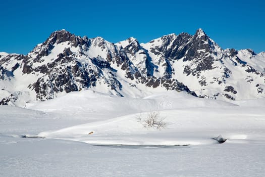 Mountain around the Oz en Oisans Station in the French Alps