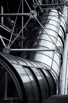 The Centre Pompidou in Paris designed in the style of high-tech architecture