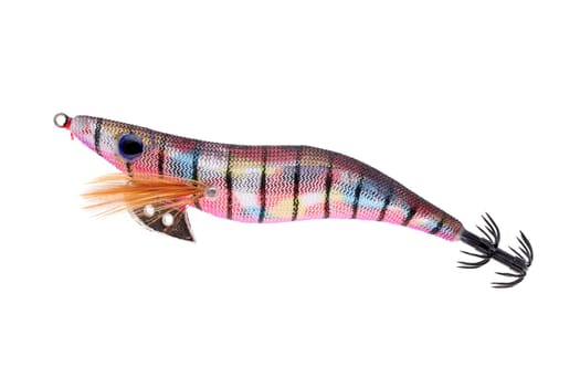 Plastic fishing lure isolated on white background