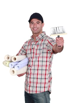 Man holding  wallpaper