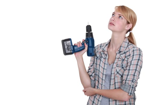 A pensive handywoman