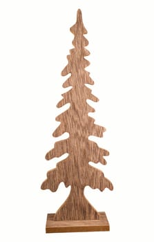 Wooden christmas tree isolated on white