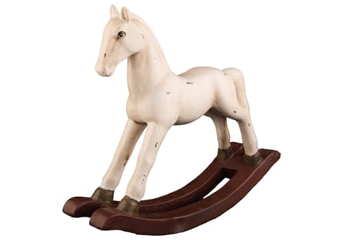 Wooden toy horse isolated on white