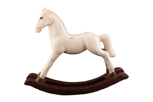 Wooden toy horse isolated on white