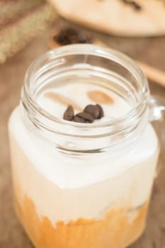 Fresh iced coffee with milk, stock photo