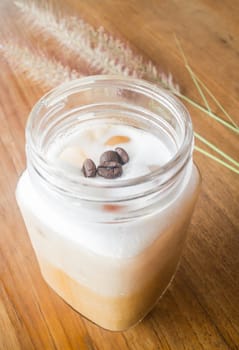 Fresh iced coffee with milk, stock photo