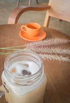 Fresh iced coffee with milk, stock photo