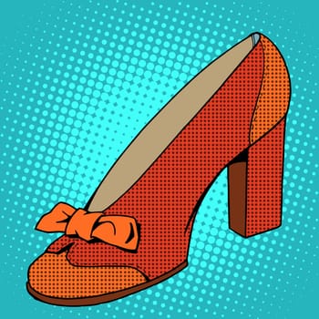 Retro shoes womens pop art style. Clothing and goods. The high-heeled shoes
