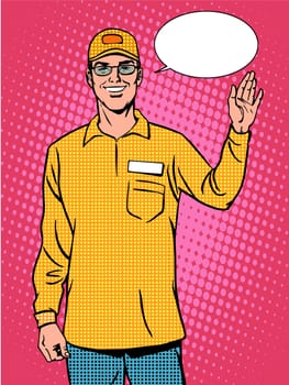 Seller Wellcome uniform smile pop art retro style