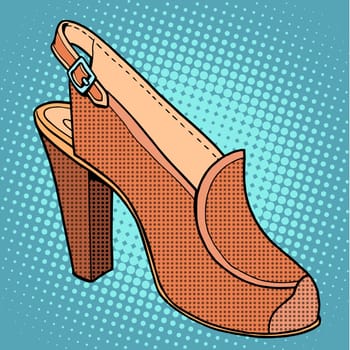Retro shoes womens pop art style. Clothing and goods. The high-heeled shoes