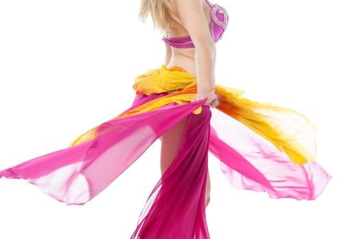 Belly dancer swirling, cropped image.