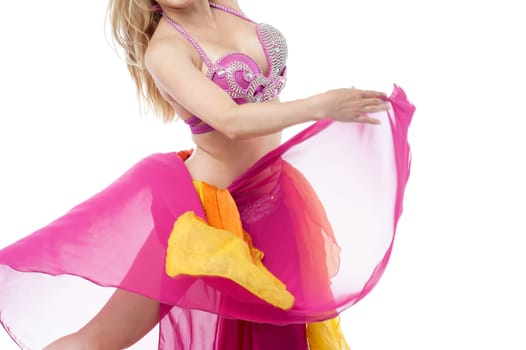 Gorgeous young belly dancer in action