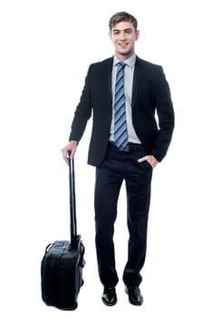 Handsome corporate guy ready for business trip