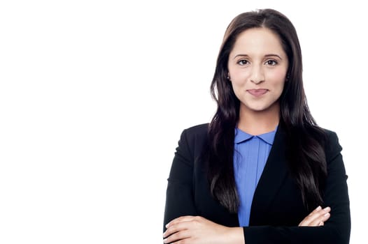 Confident smiling female employee